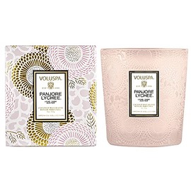 Voluspa Panjore Lychee, Classic Boxed Candle, 9 Ounce, 60 Hour Burn Time, All Natural Wicks and Coconut Wax for Clean Burning, Vegan, Poured in The USA