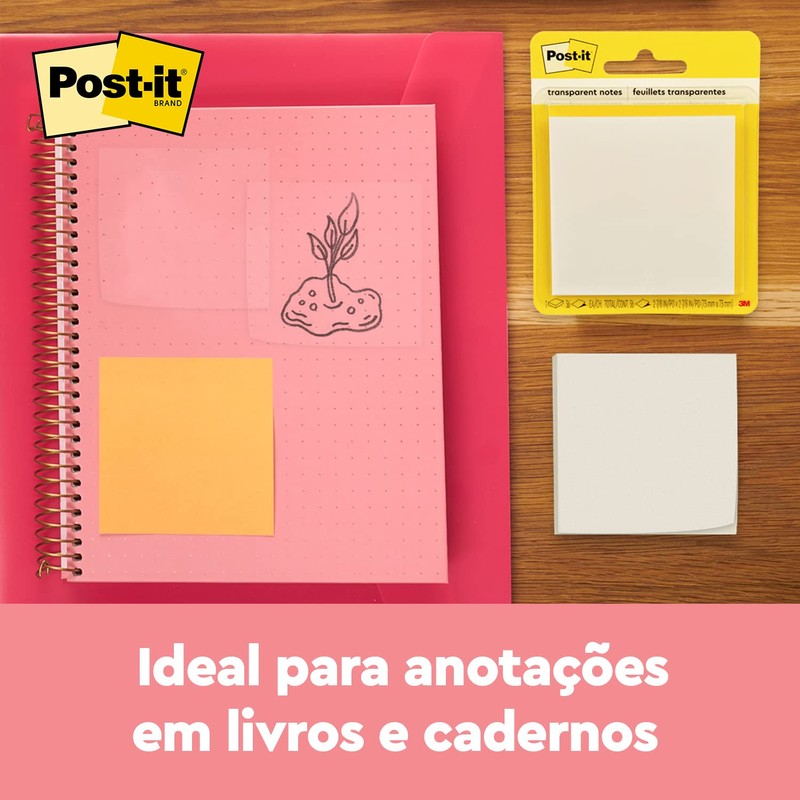 Post-it Transparent Notes, 2.88 in x 2.88 in, Clear, 36