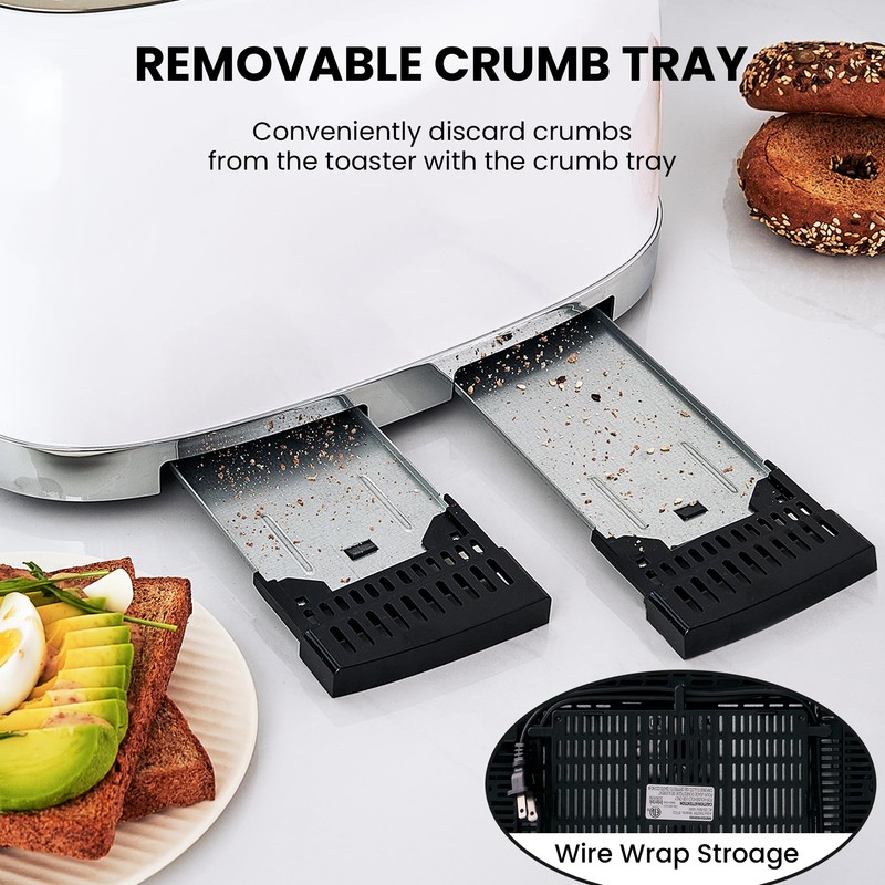 Roter Mond 4 Slice Toaster Retro Stainless Steel with Bagel