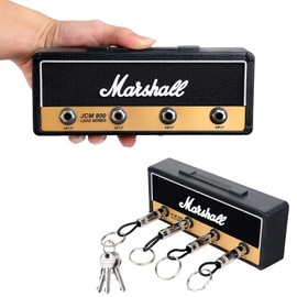 JOLIGAEA JCM800 Key Holder Wall Mounted Key Ring Jack Rack 2.0 Key Cabinet Vintage Guitar Key Hook Holder with 4 Guitar Plugs