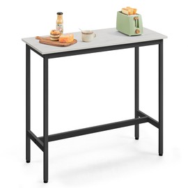 VASAGLE Bar Table, Narrow Long Bar Table, Kitchen Dining Table, High Pub Table, Sturdy Metal Frame, Industrial Design, 15.7 x 39.4 x 35.4 Inches, Rustic White and Ink Black ULBT010B73