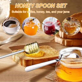 Jam Spoon and Honey Spoon Stainless Steel Honey Spoon 2pcs Honey Dispenser Honey Spoon Stainless Steel Honey Spoon for Jam Yogurt Honey Syrup