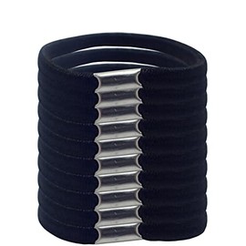 Topkids Accessories 10pc Pattern Hair Bobbles for Girls and Women, Hair Ties, Hair Elastic Bands Hair Accessories for Women, Elastic Hair Bands for Women, Rubber Bands for hair (Black)