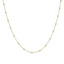 Materia K104 Women's Necklace, Gold Ball Chain, 925 Silver, Gold-Plated, 40 / 45 / 50 / 55 / 60 / 70 cm, Gold-Plated Silver, Gold