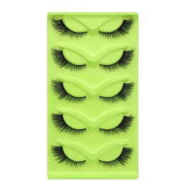 False Eyelashes Natural Look Fox Eye Lashes Wispy Fake Lashes Fluffy Faux Mink Lashes Soft Fake Eyelashes 5 Pairs Pack