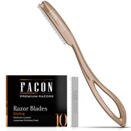 Facón Hair Razors for Cutting Hair - Professional Hair Styling Razor Kit with 11 Replacement Blades, Stainless Steel Hair Cutting Tool for Salon & Home, Premium Hair Thinning Texturizing Faether Razor