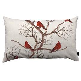 TKS MITLAN Beautiful Red Birds Pillow Covers 12x20 Inch Cardinals on Bare Brown Tree Branches Winter Christmas Decorative Throw Pillow Covers Cushion Case for Home Sofa Couch Decoration