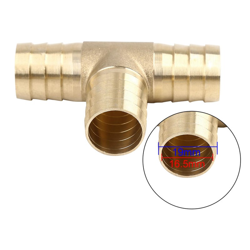 sourcing map Brass Pipe Fitting Hose Connector 3 Way 19