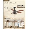 52 Inch Farmhouse Ceiling Fan with Light and Remote, Black