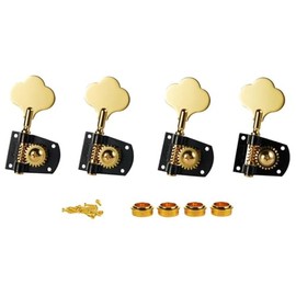 Cloverleaf Right Handed 4R Bass Guitar Tuners Bass Tuning Machine Heads Bass Tuning Keys Pegs for American Standard/Highway One Series Basses Black with Gold