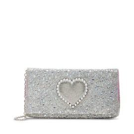 Betsey Johnson Women's Soft Rhinestone Clutch, Silver, One Size