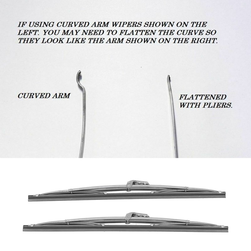 12in/30.48cm Front Windshield Wiper Blades Stainless Steel Polished Silver Universal