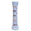 MeMoi Butterfly Rayon Blend Crew Socks Light Blue 9-11