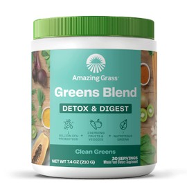 Amazing Grass Greens Blend Detox & Digest: Cleanse with Super Greens Powder, Digestive Enzymes & Probiotics, Clean Green, 30 Servings (Packaging May Vary)