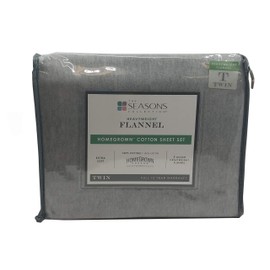 Seasons Collection The Homegrown Twin Flannel Sheet Set in Grey