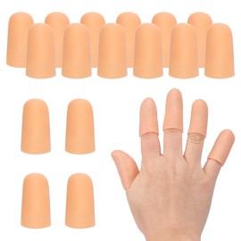 PATIKIL Finger Sleeve Protectors, 16pcs Silicone Finger Cots Cover Cap Thumb Guard Gel Finger Protection for Repair, Sports, 1.6"x0.8" White