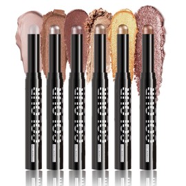 Shimmer Cream Eyeshadow Stick Set, 6 Warm Bronze Metallic Eye Pencils