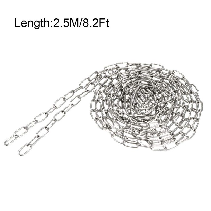 sourcing map Stainless Steel 304 Hardened Proof Coil Chain 2.5m