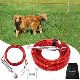 Luffwell 100FT Dog Run with 15FT Tie Out Cable, Heavy Duty for Large Dogs, 250 LBS