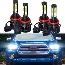 CHUSYYRAY 4X H9+H11 LED Headlights Kit Combo Bulbs 6K High Low Beam Super White Bright