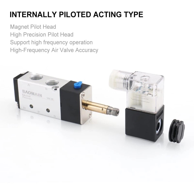 Baomain Pneumatic Air Control Solenoid Valve 4V210-08 220V Ac 5
