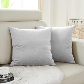 NAFAY LIVING Velvet Cushion Covers 45cm x 45cm Grey Pack of 2 - Square Throw Pillowcases for Sofa Bedroom Decorative Cushion Cover with Invisible Zipper 18x18 inches