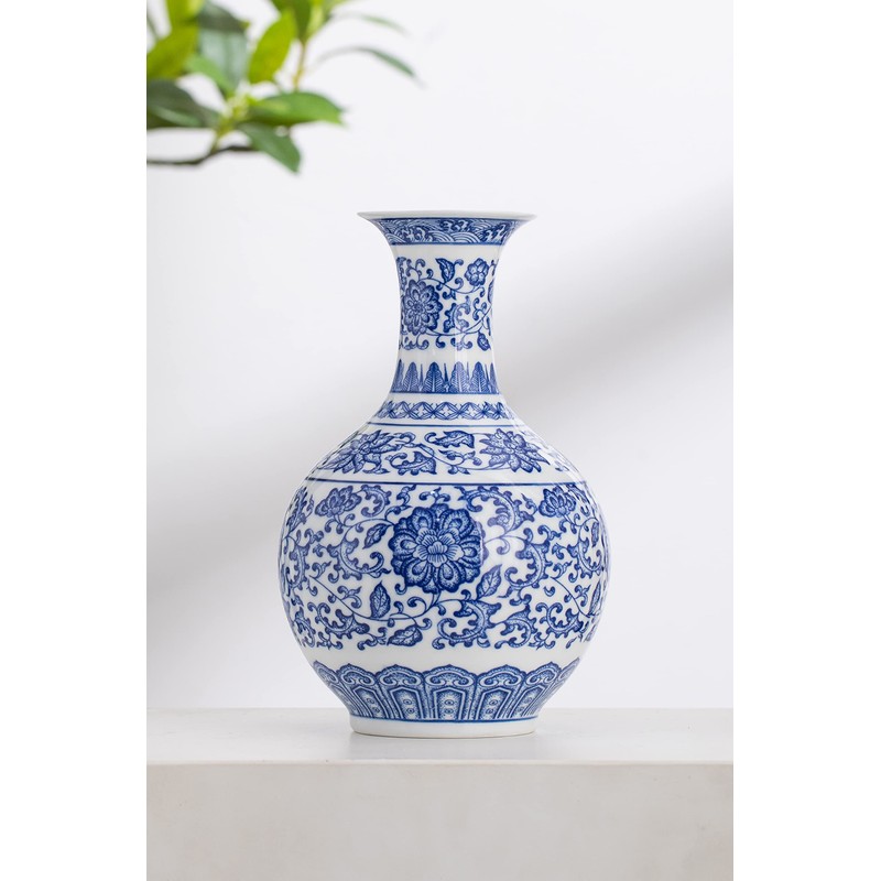 Blue and White Vase, Blue Vases Home Décor, Chinoiserie Vase,