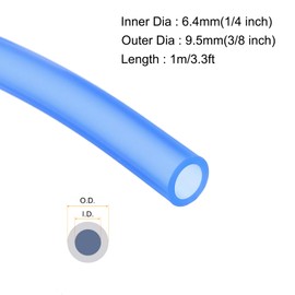 MECCANIXITY 3.3ft Silicone Rubber Tubing 1/4" ID 3/8" OD Plastic Tube Flexible Air Hose for Brewing, Wine Making, Pump Siphon, 6.4mm x 9.5mm, with 2pcs Clamps, Light Blue