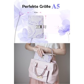 GOORAIFU Diary with Lock for Girls and Women, A5 PU Leather Journal with Code Lock, 240 Pages Password Protected Travel Notebook with Metal Ballpoint Pen and Gift Box, Purple