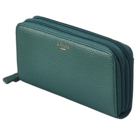 JIL GORDON Women's Wallet, Easy to Sort, Double Zipper, Lightweight, Synthetic Leather, Large Capacity, Large Capacity, Easy to Use, Simple Packaging, green
