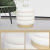 Furnistar Modern Round Velvet Ottoman Vanity Seat with Gold Plating