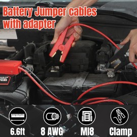 Jumper Starter for Milwaukee M18, Battery Jumper Starter Cables Automotive Booster Cables 6.56FT 8AWG Silicone Wire Cable Power, for Milwaukee M18 Tools 18V Line Heat-Resistant