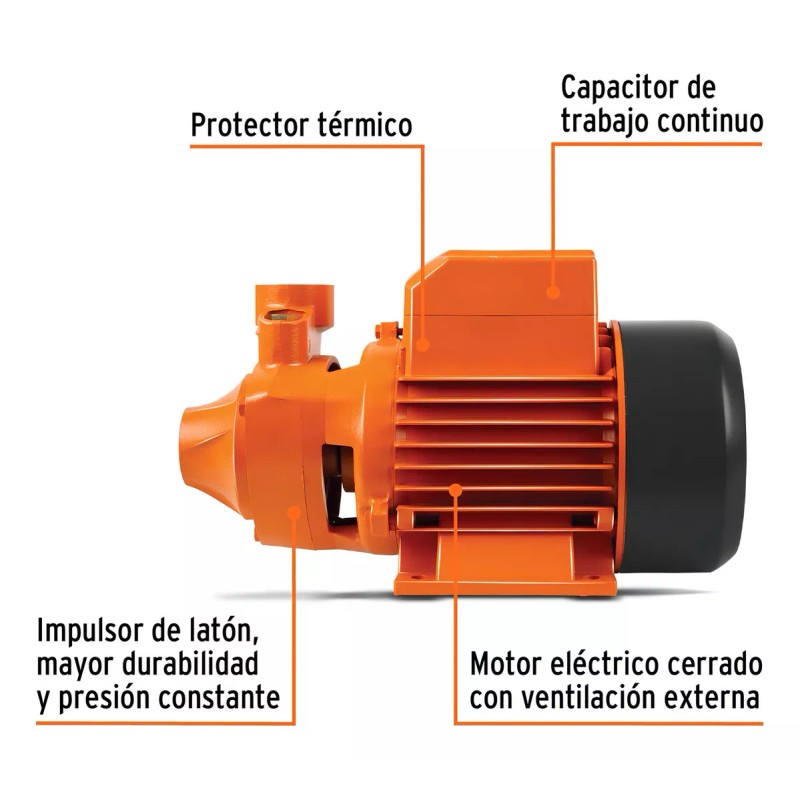 Truper Bomba Agua Periférica 1/2 HP Truper BOAP-1/2 altura máxima