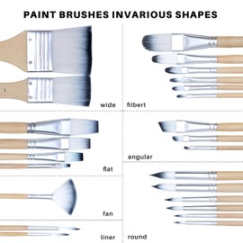 Anyart Paint Brush Set 24 Pieces Artist Brush Set for Acrylic Paints Painting Brush Watercolour Oil Paint Brush Stone Painting Miniatures Nail Brush High Quality Premium Nylon with Storage Bag