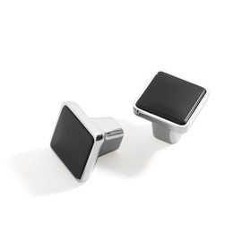 Kcmwsy 2 Pack Kitchen Cabinet Handles Matte Black and Gold Cabinet Pulls Modern Dresser Drawer Knobs for Bathroom Bedroom Bar Cabinet Aluminum Furniture Hardware (2, Black Silver Square)