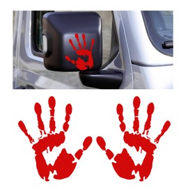 KVAEY 2PCS Car Wave Stickers, The Lazy Waver Sticker Auto Waving Hand Sign Decal, Waterproof Rearview Mirror Hands Wave Sticker Decor for Auto SUV Truck, Exterior Car Accessories (Red)