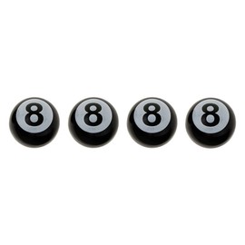Marcraft Black 8 Ball Tyre Wheel Alloy Valve Caps Dust Caps (4 Pack) Universal for Cars, SUVs, Bicycles, Motorcycles, Trucks | Rubber Airtight Seal Plastic | Screw-On