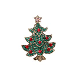 Vintage Rhinestone Crystal Christmas Brooch Pin for Women Girls Christmas Tree Reindeer Snowflake Bell Wreath Brooch-Christmas Tree