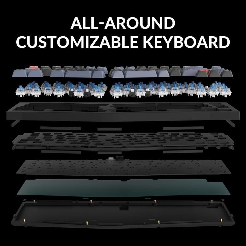 Keychron Q8 Wired Custom Mechanical Keyboard, 65% Alice Layout QMK/VIA