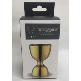 Viski NEW ~ VISKI GOLD PLATED CANTERBURY HEAVY SOLID COCKTAIL BAR * JIGGER * 1 & 2 oz