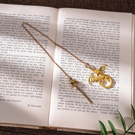 Berirexrion Fantasy Dragon Sword Bookmark - Funny Cool Fourth Wing Book Mark for Reading Men Unique Metal Gold Bookmarks Bookish Novel Lovers Boys Students Back to School Graduation Birthday Gifts