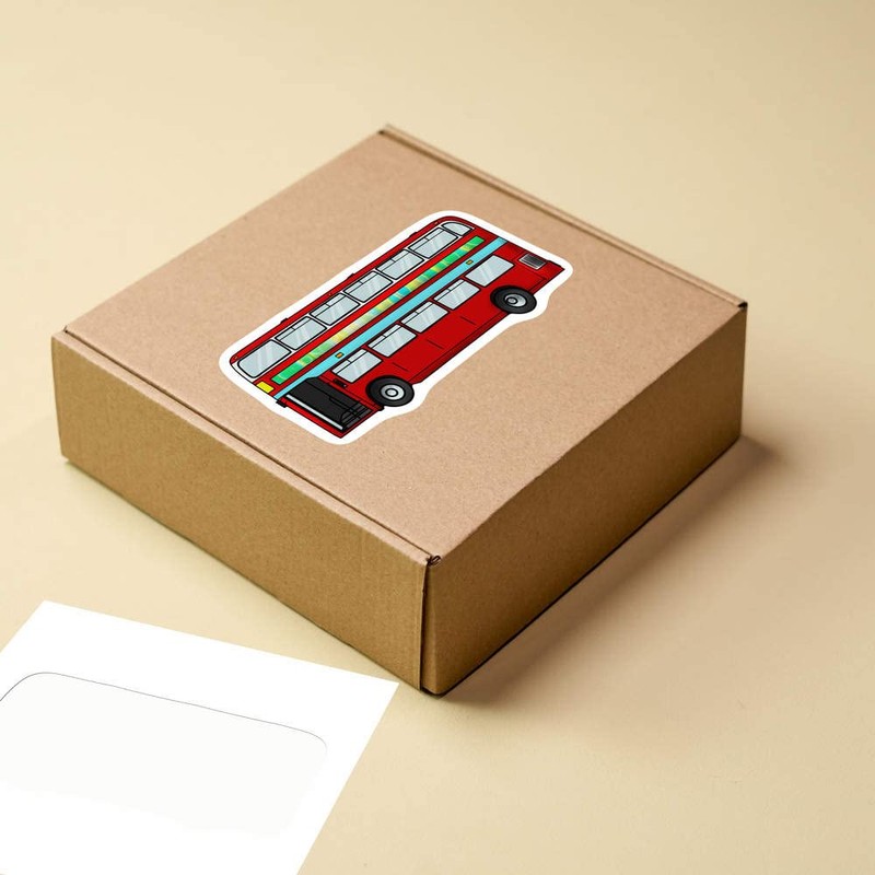 Medium 100mm 'Double-Decker Bus' Permanent Sticker Decal for Cars/Windows/Bins/Walls etc