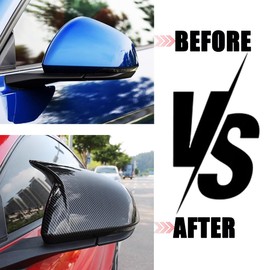 SAUWU Auto Car Mirror Cover Rearview Mirror Guard Covers Side Cap Trim for Mustang 2015-2025 GT/GT Premium/Ecoboost/Ecoboost Premium/V6,Not Fit for Mach-e,With Turn signal Light,Carbon Fiber Look