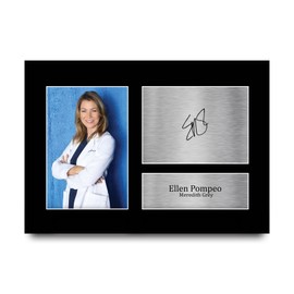 HWC Trading A4 Ellen Pompeo Grey's Anatomy Meredith Grey Gifts Printed Signed Autograph Photo for TV Show Fans - A4