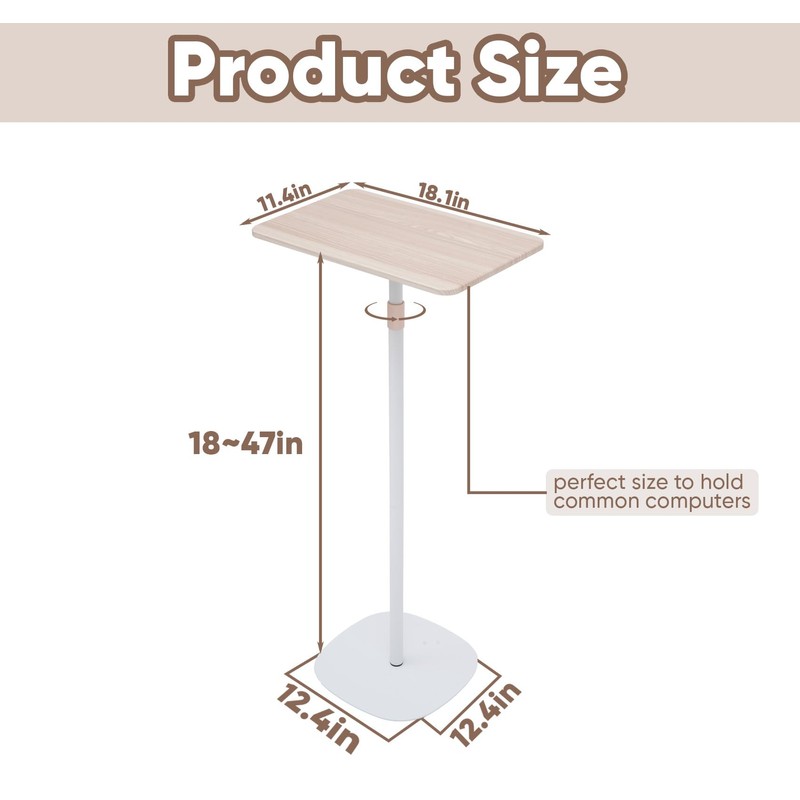 tonchean Portable Standing Desk, Adjustable Height 18’‘-47’’ Mini Floor Desk,
