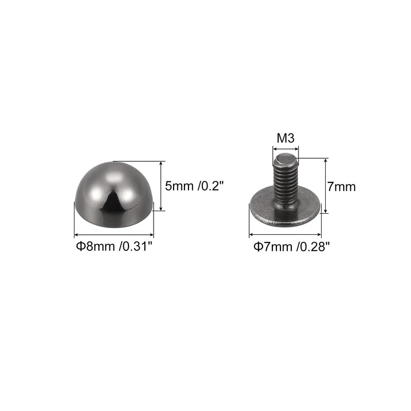 sourcing map Screw Back Rivets, 8 Sets 8x5mm Round Studs
