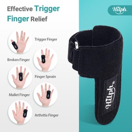 Hilph Trigger Finger Splint, Finger splints for Thumb, Index, Middle, Ring and Pinky, Finger Support Brace for Tendonitis, Stiffness, Curved, Bent, Fit for Left Or Right Hand, 1 Pair (Short Version)