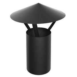 raik Stove Pipe/Flue Pipe Connector 150 mm Diameter with Rain Cover FAL 0.6 mm Thickness Black 130120013