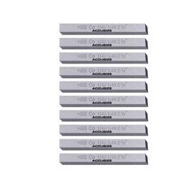 Accusize Industrial Tools 1/4'' x 1/4'' x 2-1/2'' (Width x Height x Oal) H.S.S. Plus 5% Cobalt Lathe Tool Bit, 10 Pc Set, 5095-0012X10