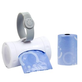 Ubbi Retractable On the Go Bag Dispenser for Baby Travel, Diaper Accessory Must Have for Newborn, Helpful Item, Baby Gift, Lavender Scented, White